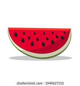 Piece of watermelon. Slice of watermelon on isolated on white background. Ripe berry. Organic natural healthy product. Diet menu. Vector illustration flat design.