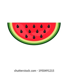 Piece of watermelon. Slice of watermelon on isolated on white background. Ripe berry. Organic natural healthy product. Diet menu. Vector illustration flat design.