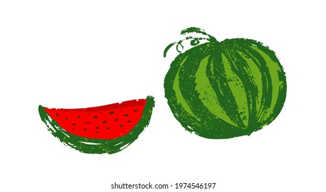 A piece of watermelon. Vector illustration