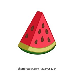 Piece of watermelon. Vector illustration of a fruit in a cartoon childish style. Isolated funny clipart on white background. cute print
