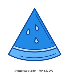 Stück Wassermelone, Vektorsymbol einzeln auf weißem Hintergrund. Auszug aus dem Wassermelone-Online-Icon für Infografik, Website oder App. Blaues Symbol für ein Gittersystem.