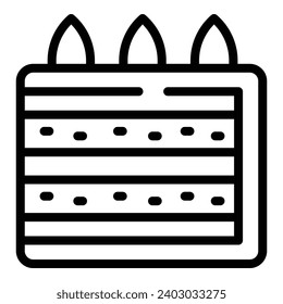 Piece of wedding cake icon outline vector. Bridal dessert slice. Marriage ceremony pastry