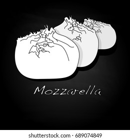 Piece of white mozzarella isolated. Illustration.