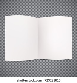 Piece of white paper with folds and shadows isolated on transparent background. Vector illustration for your graphic design.