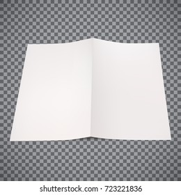 Piece of white paper with folds and shadows isolated on transparent background. Vector illustration for your graphic design.