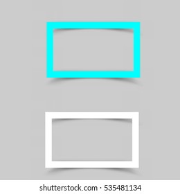Piece of white paper frame for note, message, quote with the shadow on gray background.