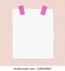 Piece of white realistic torn paper are stuck on beautiful background with texture. Vector illustration.
