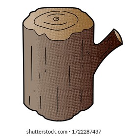 piece of wood vector design. digital hand drawn. halftone texture