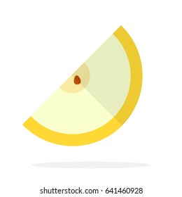 A piece of a yellow apple with a seed vector flat material design isolated on white