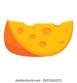 Piece of yellow cheese with holes is lying on white background