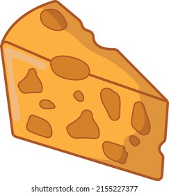 Piece of yellow cheese in isolate on white background Vector illustration.