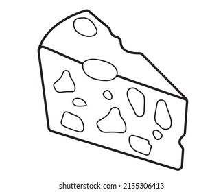 Pieza de queso amarillo aislada sobre fondo blanco Ilustración vectorial.