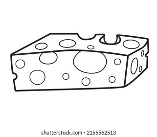 Piece of yellow cheese in isolate on white background Vector illustration.