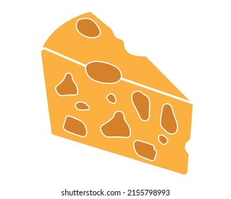 Piece of yellow cheese in isolate on white background Vector illustration.