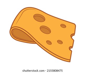 Piece of yellow cheese in isolate on white background Vector illustration.