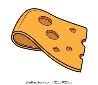 Piece of yellow cheese in isolate on white background Vector illustration.