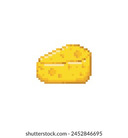 Piece of yellow cheese, pixel art food