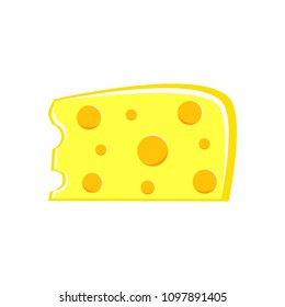 Piece of yellow cheese vector illustration on a white background