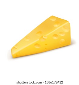 A piece of yellow cheese. Vector illustration isolated on white background.