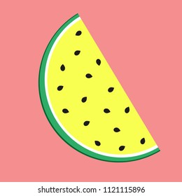 A piece of a yellow watermelon
