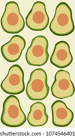 Pieces of avocado on a yellow background