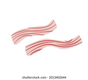 Pieces of bacon from Beef, pork, Cartoon style realistic vector illustration icons isolated on white background EPS 10