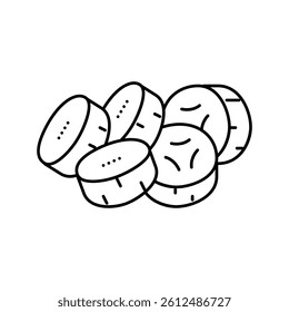 pieces of banana peel line icon vector. pieces of banana peel sign. isolated contour symbol black illustration
