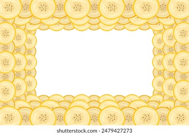 Pieces of banana slice snack. Topical resh banana slice cut fruit. National Banana Day