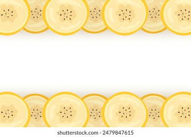 Pieces of banana slice snack. Topical resh banana slice cut fruit. National Banana Day