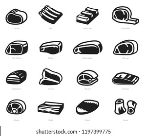 Pieces of beef and pork in general market for cooking(icon concept).