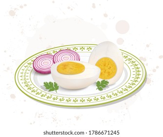 pieces of boiled egg vector illustration 