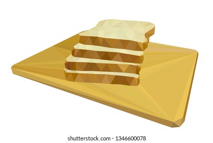 Pieces of bread in hipster triangle low poly style. Vector graphics