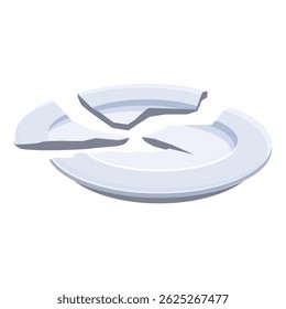 Pieces of broken white plate laying on white surface representing loss, damage and fragility
