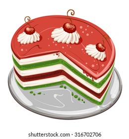 Pieces of cake with cherries