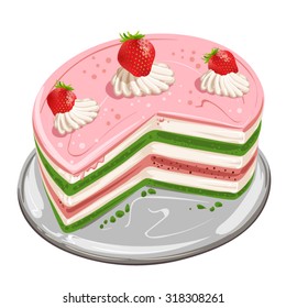 Pieces of cake with strawberry