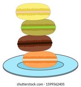 pieces of cakes with a different cream, isolate on a white background