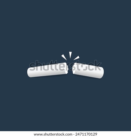 Pieces of chalk Icon design, Broken chalk icon. Draw a picture on the blackboard.