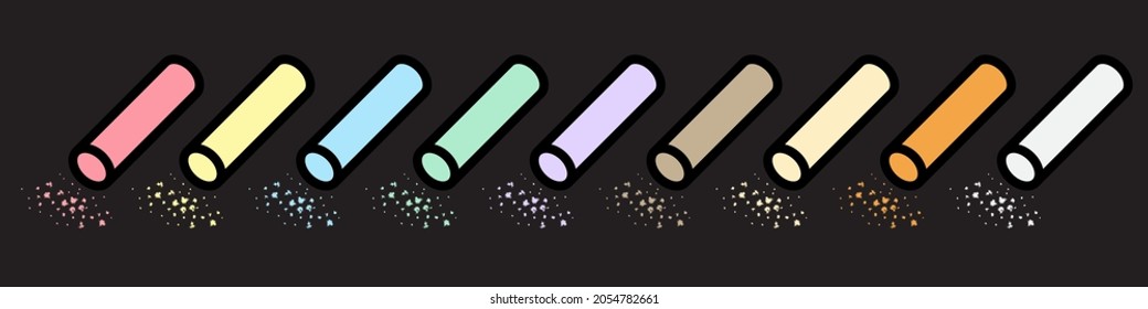 Pieces Of Chalk Icon Design, Colorful Chalk. Draw A Picture On The Blackboard.