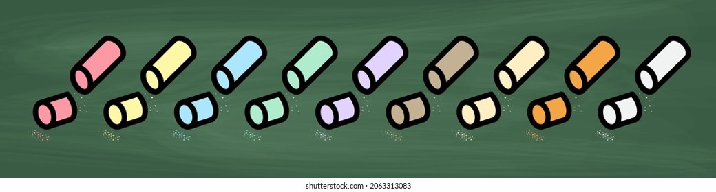 Pieces of chalk Icon design, colorful chalk. Broken chalk icon. Draw a picture on the blackboard.