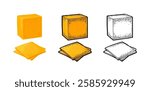 Pieces of cheese cheddar. Vector color vintage engraving illustration isolated on white background.