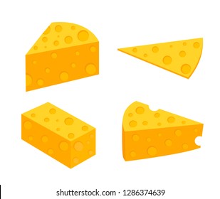 Pieces of cheese. Flat vector illustration