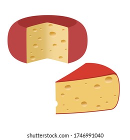 Pieces of cheese on a white background. Vector illustration