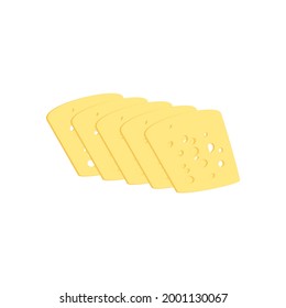 Trozos de queso de fondo blanco. Una imagen vectorial.