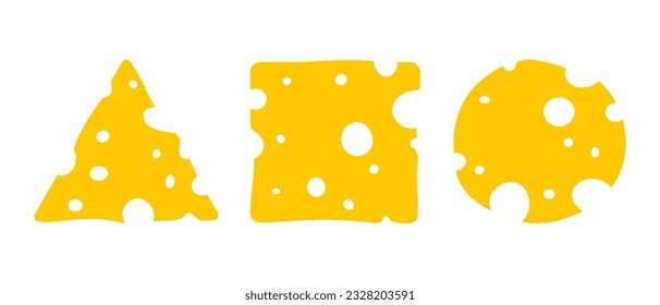 Pieces of cheese. Vector illustration isolated on white background.
