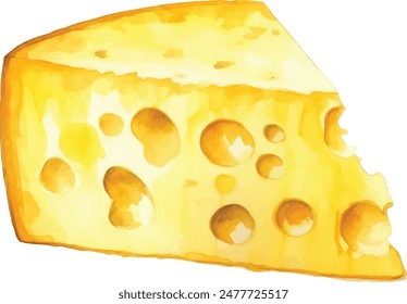 A pieces of cheese. Watercolor vector illustration