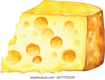 A pieces of cheese. Watercolor vector illustration