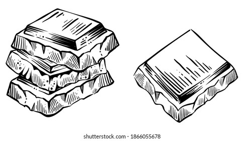 Trozos de chocolate, vector dibujado a mano