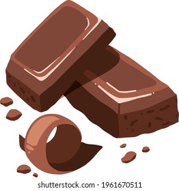 Pieces of dark chocolate bar vector illustration