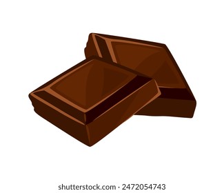 Pieces of dark chocolate bar. Vector cartoon flat illustration.