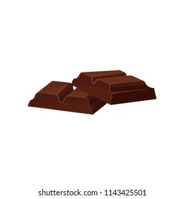 Pieces of dark chocolate vector Illustration on a white background